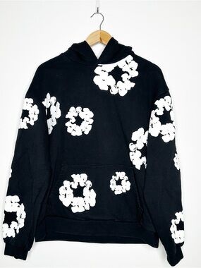 Denim Tears Black Cotton Wreath Hoodie Size Medium